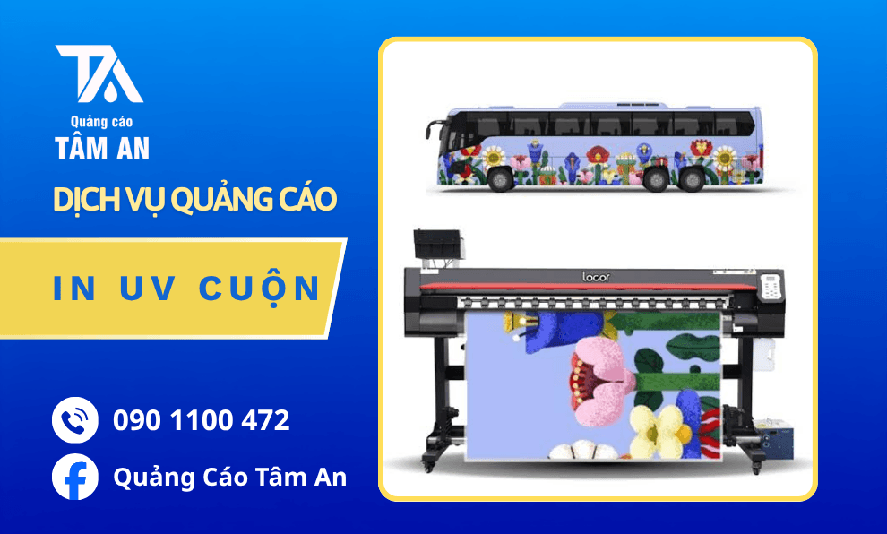 In UV Cuộn Sắc Nét Trên Nhiều Vật Liệu Quảng Cáo