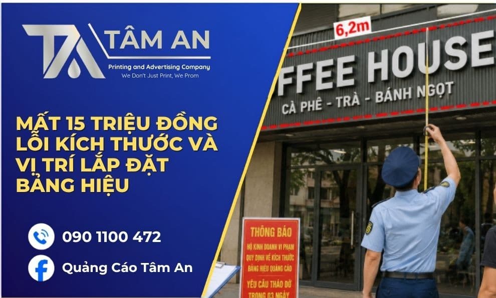 Đừng để mất 15 triệu oan chỉ vì lỗi kích thước và vị trí lắp đặt bảng hiệu