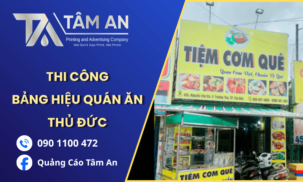Thi công bảng hiệu quán ăn nhanh chóng, giá rẻ tại Thủ Đức
