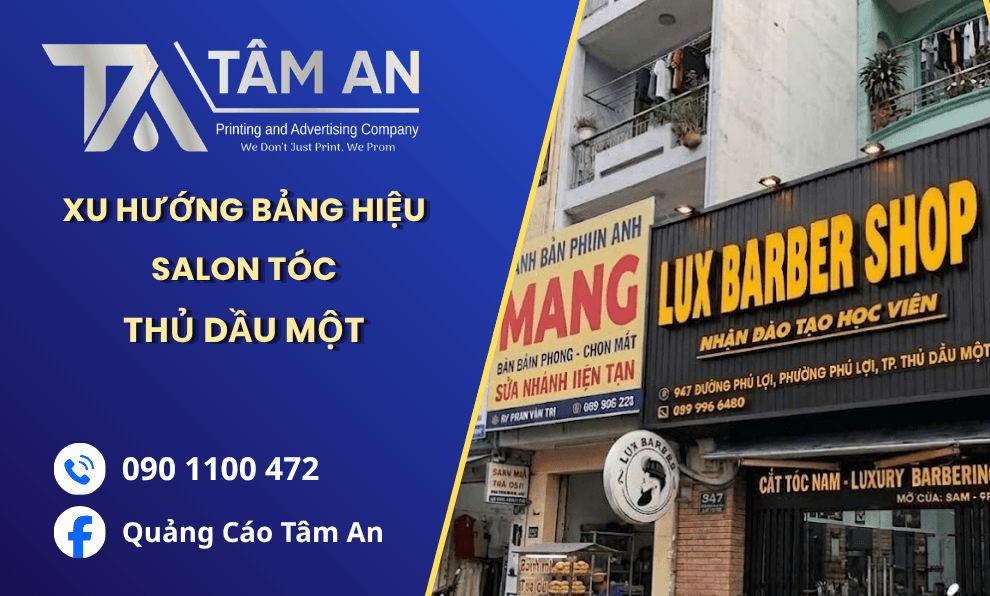 Xu Hướng Bảng Hiệu Salon Tóc 2026 Tại Thủ Dầu Một Đẹp Nổi Bật