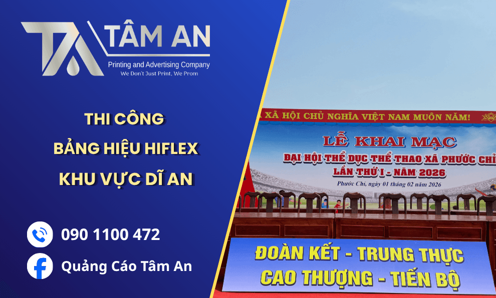 Thiết kế, thi công bảng hiệu bạt Hiflex theo yêu cầu tại Dĩ An