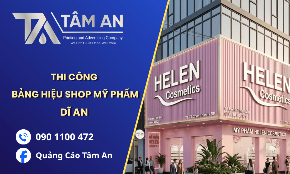 Thi Công Bảng Hiệu Shop Mỹ Phẩm Đẹp Tại Dĩ An