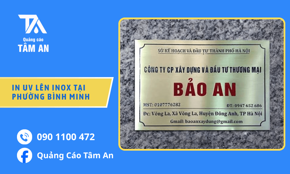 Đặt In UV Lên Inox Tại Phường Bình Minh, Sắc Nét Bền Đẹp Theo Yêu Cầu