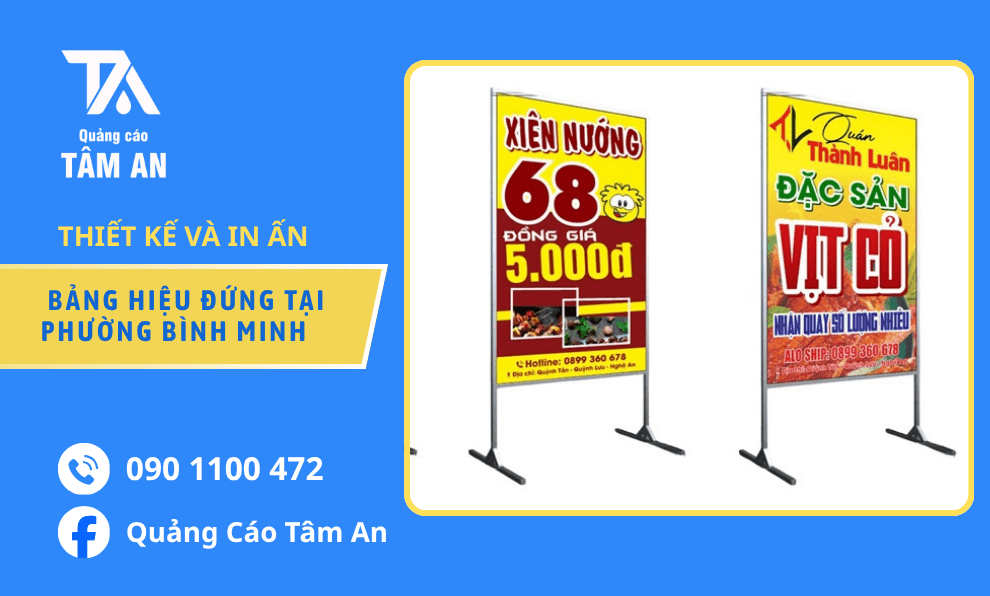 Bảng Hiệu Đứng ,Gọn, Dễ Nhìn, Thiết Kế Theo Yêu Cầu Tại Phường Bình Minh