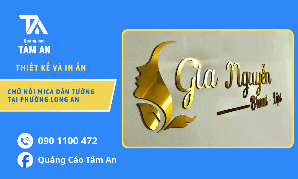 Chữ nổi Mica dán tường tại phường Long An: Chọn độ dày, cách dán và ứng dụng.